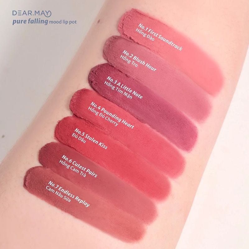 Son Kem Bùn Kiêm Má Hồng Mờ Lì Thuần Chay Dearmay Pure Falling Mood Lip Pot 6.5g