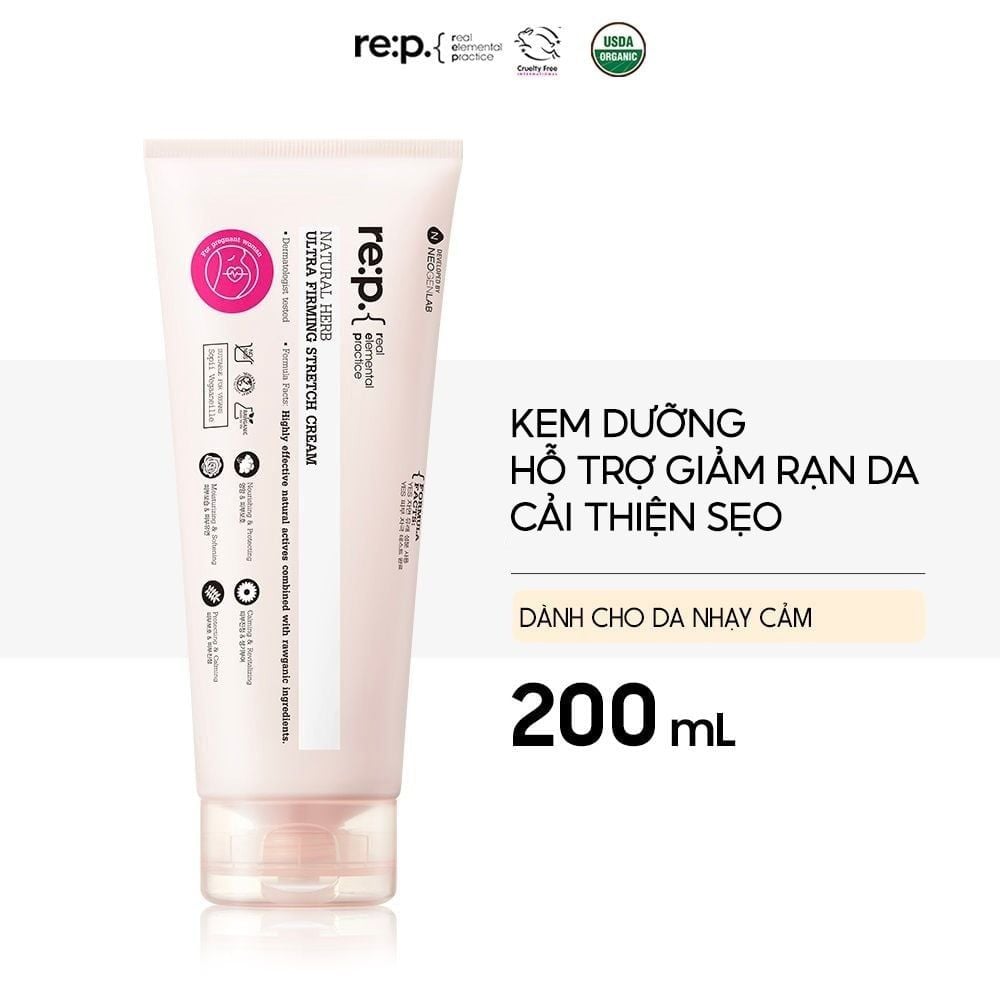 Kem Dưỡng Re:p Hỗ Trợ Giảm Rạn Da, Đàn Hồi Da Natural Herb Ultra Firming Stretch Cream 200ml