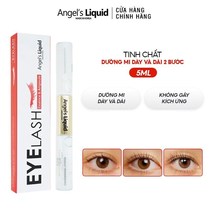 Tinh Chất Dưỡng Mi Dày Và Dài 2 Bước Angel's Liquid Eyelash Essence & Ampoule 5ml
