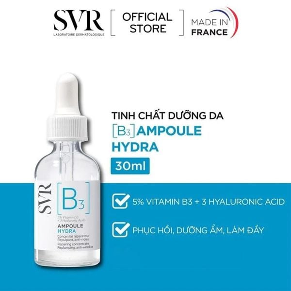  Serum SVR Dưỡng Ngăn Ngừa Nếp Nhăn, Phục Hồi Da Và Dưỡng Ẩm SVR B3 Ampoule Hydra 30ml 