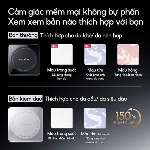  Phấn Phủ Carslan Dạng Nén Lâu Trôi Black Magnet Soft Mist Powder 8g 