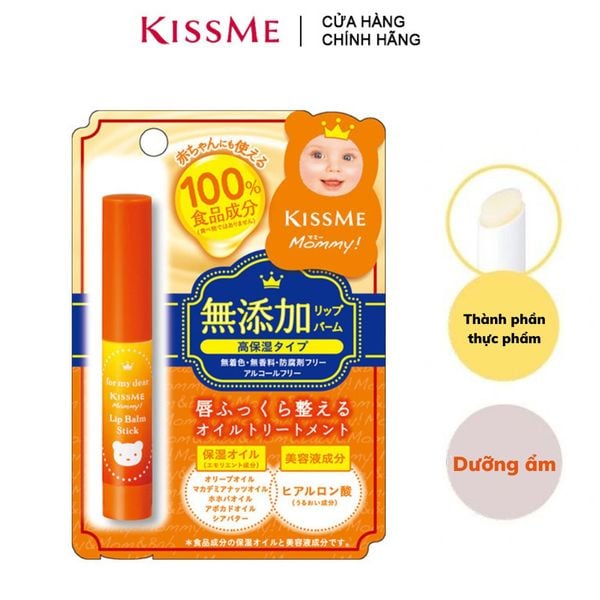  Son Dưỡng Môi Cấp Ẩm, Ngừa Khô Ráp Cho Bé Kissme Mommy Lip Balm Stick 2.5g 