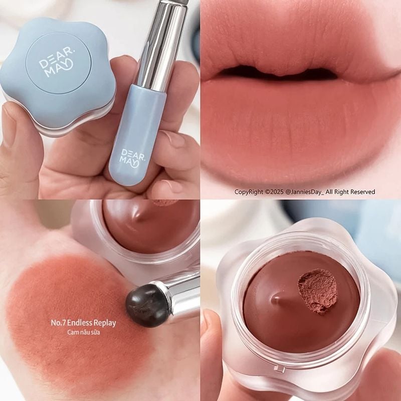 Son Kem Bùn Kiêm Má Hồng Mờ Lì Thuần Chay Dearmay Pure Falling Mood Lip Pot 6.5g