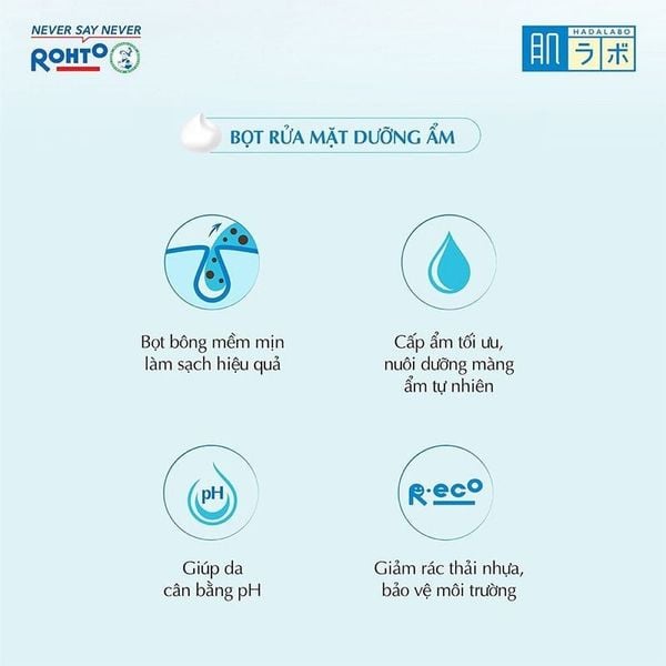  Bọt Rửa Mặt Hada Labo Dưỡng Ẩm Da Gokujyun Moisturizing Foaming Wash 160ml 