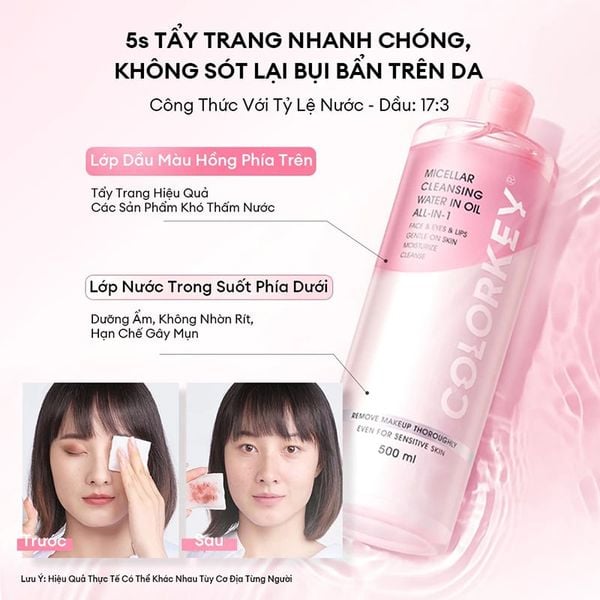  Nước Tẩy Trang 2 Lớp Colorkey Micellar Cleansing Water In Oil All-In-1 