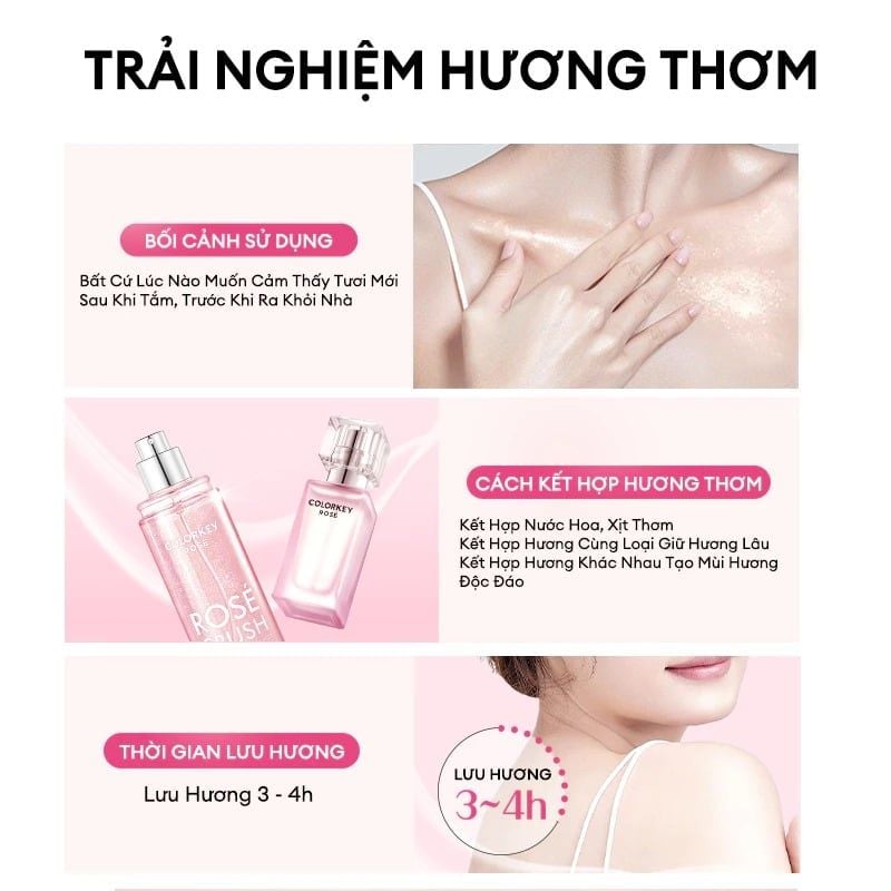Xịt Thơm Toàn Thân Colorkey Rosé Rosé Crush Shimmer Fragrance Mist 100ml
