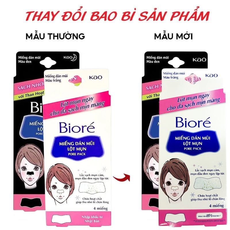 [Hộp 4 Miếng] Miếng Dán Mũi Lột Mụn Bioré Pore Pack Black