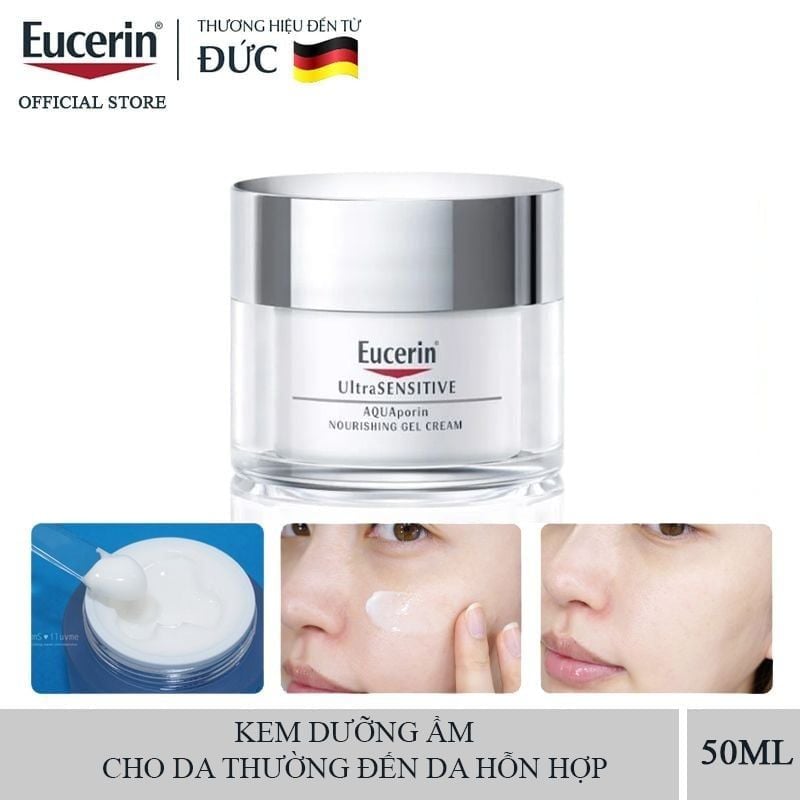 Kem Dưỡng Ẩm Eucerin Cho Da Thường Đến Da Hỗn Hợp UltraSensitive Aquaporin Nourishing Gel Cream 50ml