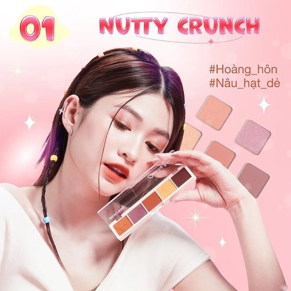  Bảng Phấn Mắt Silkygirl 5 Ô Màu Crunchy-Licious Shadow Bar 10g 