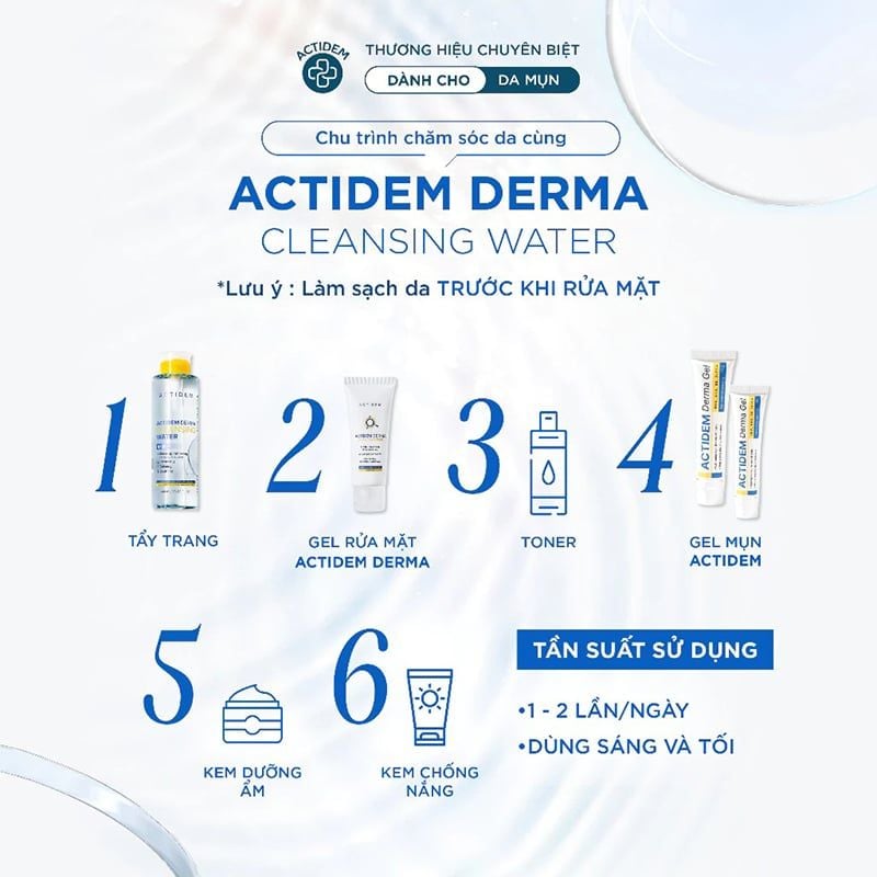 Gel Rửa Mặt Actidem Dành Cho Da Dầu Mụn Derma pH Gel Cleanser 150ml