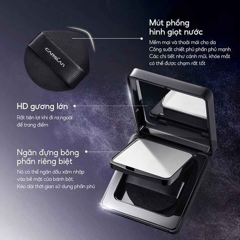 Phấn Phủ Dạng Nén Lâu Trôi Carslan Black Magnet Soft Mist Powder 8g