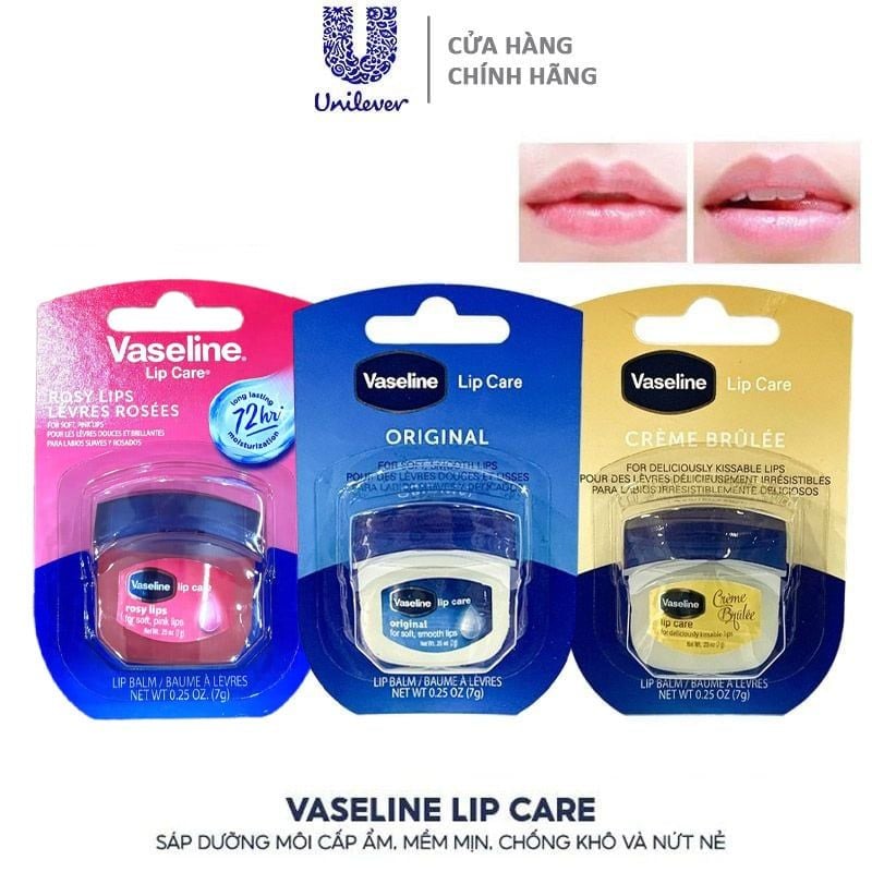 Sáp Dưỡng Môi Vaseline Cấp Ẩm, Mềm Mịn Lip Care 7g
