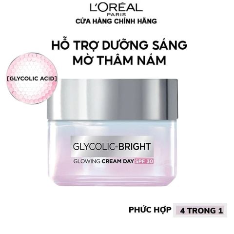 Kem Dưỡng Ban Ngày Hỗ Trợ Mờ Thâm Nám L'Oreal Glycolic Bright Glowing Cream Day