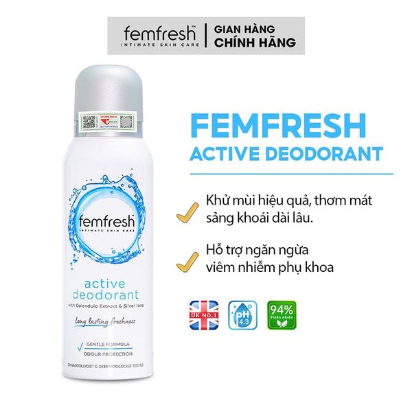 Xịt Thơm Vùng Kín Femfresh Ultimate Care Active Deodorant 125ml