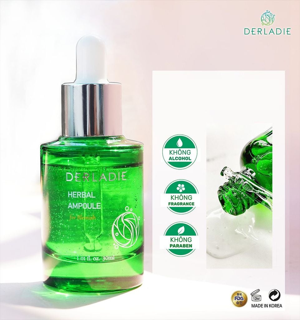 Serum Derladie Thảo Dược Hỗ Trợ Giảm Mụn Derladie Herbal Ampoule For Blemish 30ml