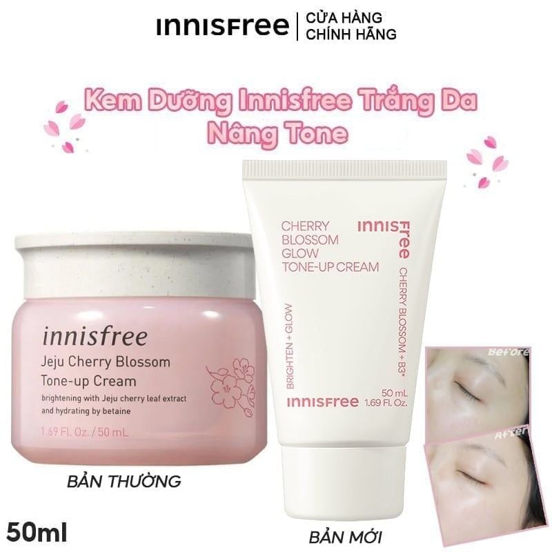 Kem Dưỡng Innisfree Nâng Tone Hỗ Trợ Dưỡng Da Sáng Mịn Jeju Cherry Blossom Tone-up Cream 50ml