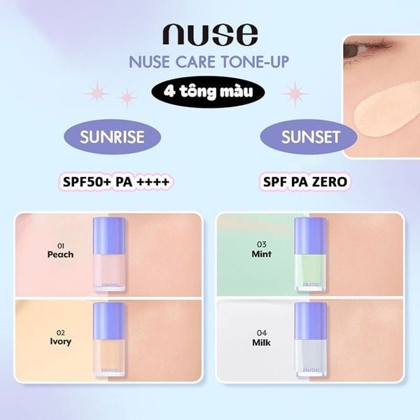  [NUSE BY ROMAND] Kem Lót Trang Điểm Nuse Nâng Tông, Thuần Chay Care Tone-Up 