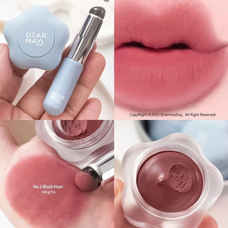 Son Kem Bùn Kiêm Má Hồng Mờ Lì Thuần Chay Dearmay Pure Falling Mood Lip Pot 6.5g