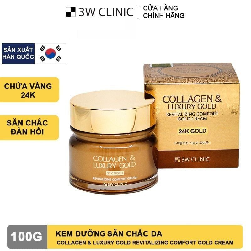 Kem Dưỡng 3W Clinic Săn Chắc Da Collagen & Luxury Gold Revitalizing Comfort Gold Cream 100g