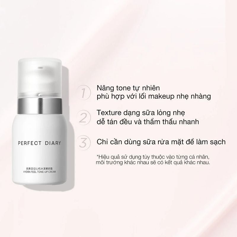 Kem Dưỡng Ẩm Perfect Diary Nâng Tone, Mỏng Nhẹ Hydra Feel Tone-Up Cream 40g