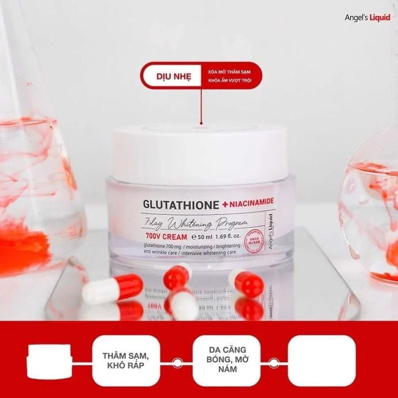 Kem Dưỡng Angel's Liquid Hỗ Trợ Dưỡng Trắng Glutathione + Niacinamide 7Day Whitening Program 700 V-Cream 50ml