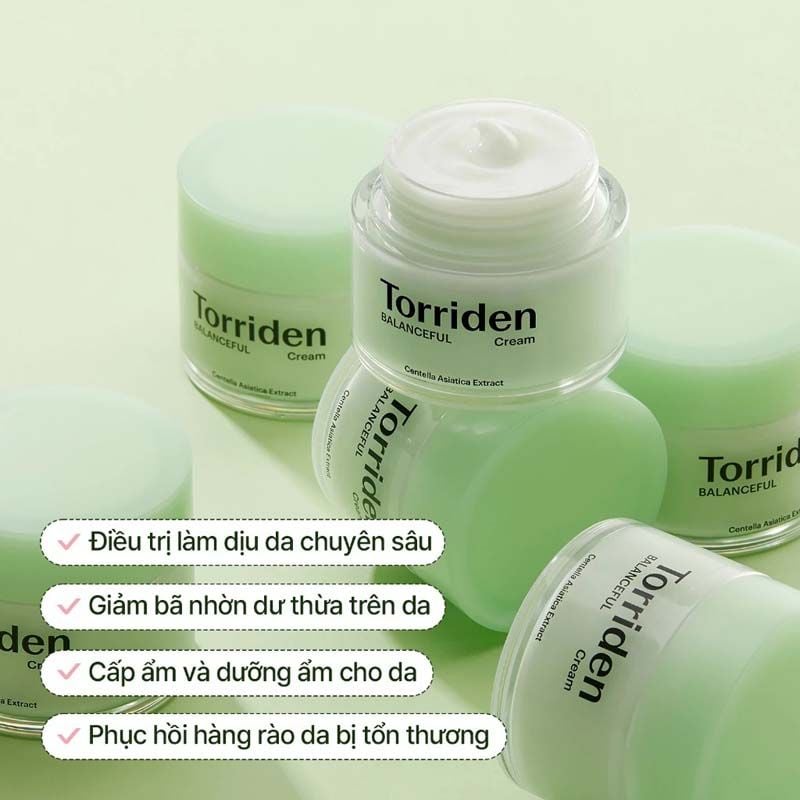 Kem Dưỡng Torriden Cấp Ẩm, Làm Dịu Da Chiết Xuất Rau Má Balanceful Cica Cream 80ml