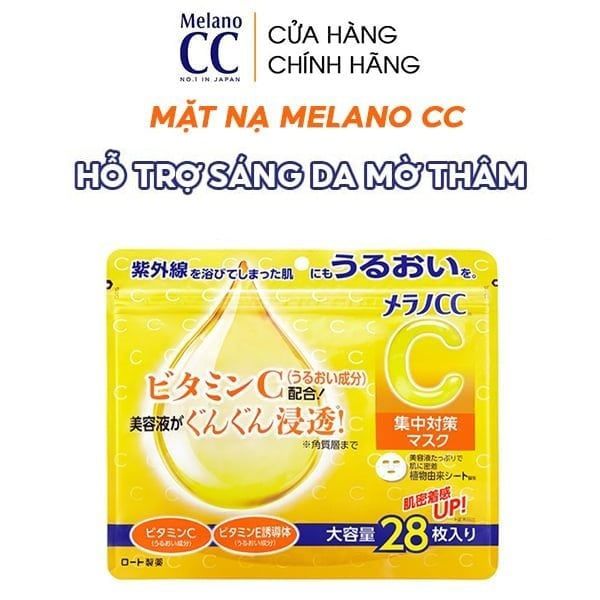 [28 Miếng] Mặt Nạ Melano CC Hỗ Trợ Dưỡng Sáng Da, Mờ Thâm Nám Whitening Mask