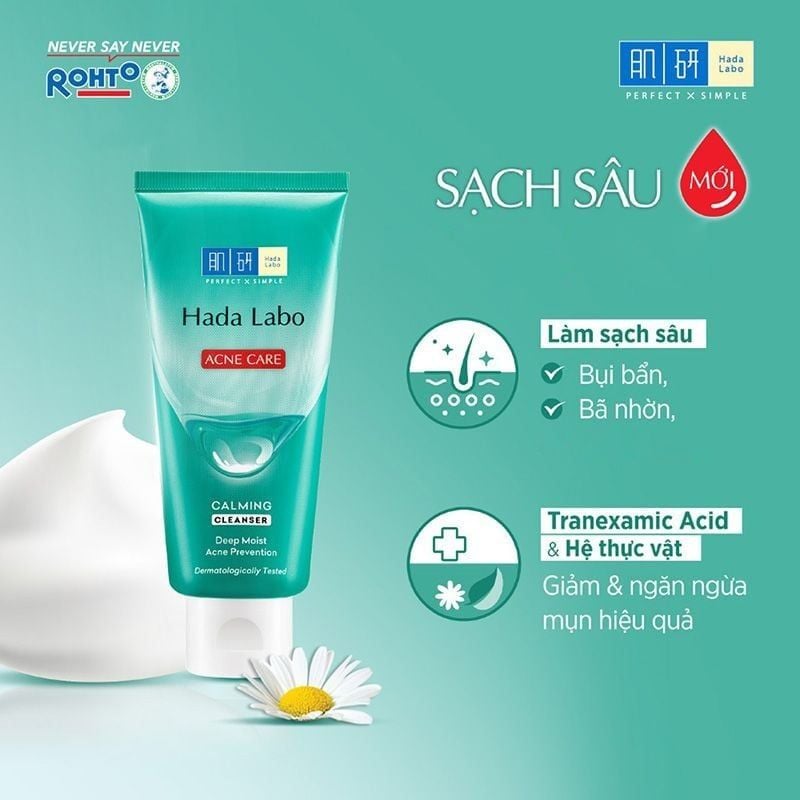 Sữa Rửa Mặt Hada Labo Dành Cho Da Mụn, Nhạy Cảm Acne Care Calming Cleanser 80g