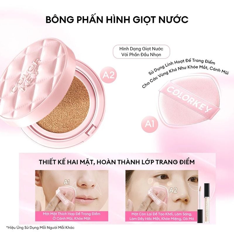 Cushion Chống Nắng Colorkey Mỏng Nhẹ, Bền Lâu Long Lasting Flawless Brightening Cushion Cream SPF50+ PA++++ 11g