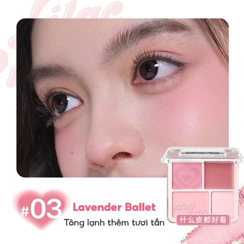 Bảng Phấn Má Hồng, Bắt Sáng 4 Ô Tông Lì Đa Năng Judydoll Blush&Highlight Palette 9g