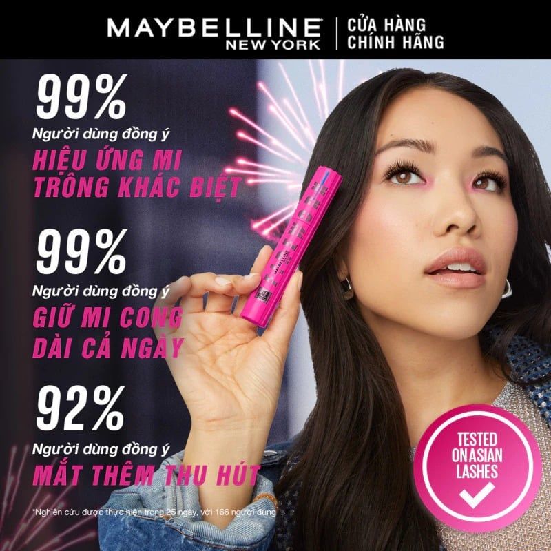 Mascara Chuốt Mi Cong Dài, Tỏa Mi 360 Độ Maybelline Mascara Firework Lash Sensational Waterproof 8.75ml