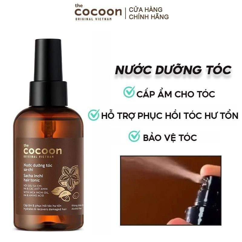 Nước Dưỡng Tóc Cocoon Dầu Sa-chi Cấp Ẩm, Phục Hồi Hư Tổn, Bảo Vệ Lớp Sừng Của Tóc Sacha Inchi Hair Tonic 140ml