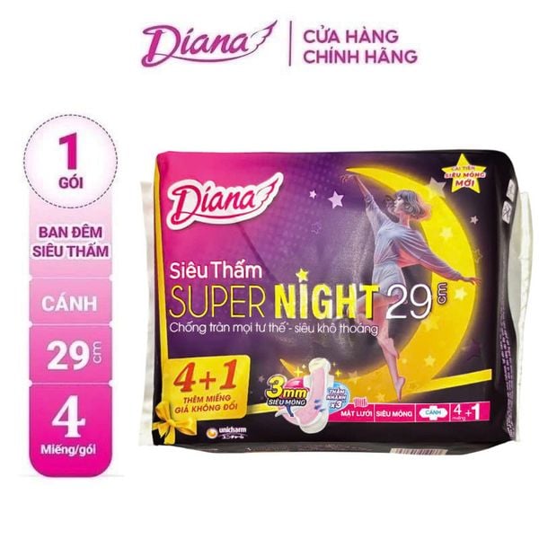  Băng Vệ Sinh Diana Siêu Thấm Supernight 29cm - 4 Miếng (Che tên sản phẩm khi giao hàng) 