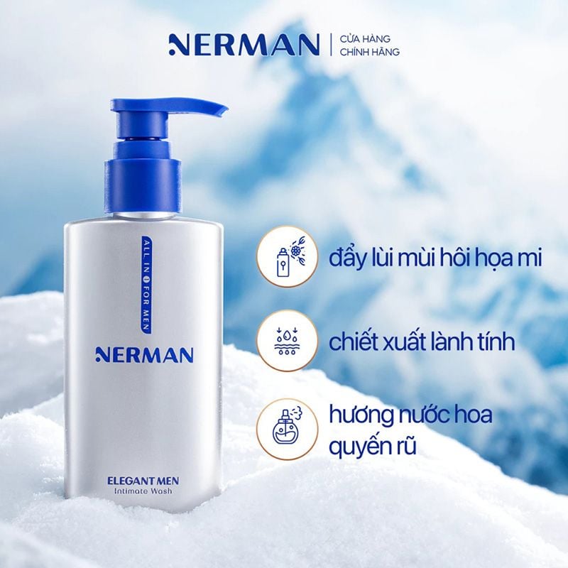 Dung Dịch Vệ Sinh Nam Nerman Perfume Intimate Wash Elegant Men 100ml (Che tên sản phẩm khi giao hàng)