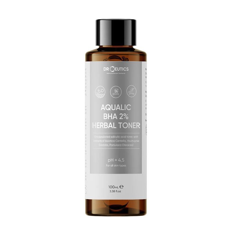 Nước Cân Bằng DrCeutics Làm Dịu Da, Hỗ Trợ Giảm Mụn Aqualic BHA 2% Herbal Toner 100ml
