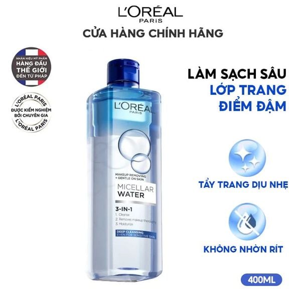  [TEST] Nước Tẩy Trang Làm Sạch Sâu 3 In 1 L'Oreal Micellar Water Deep Cleansing 