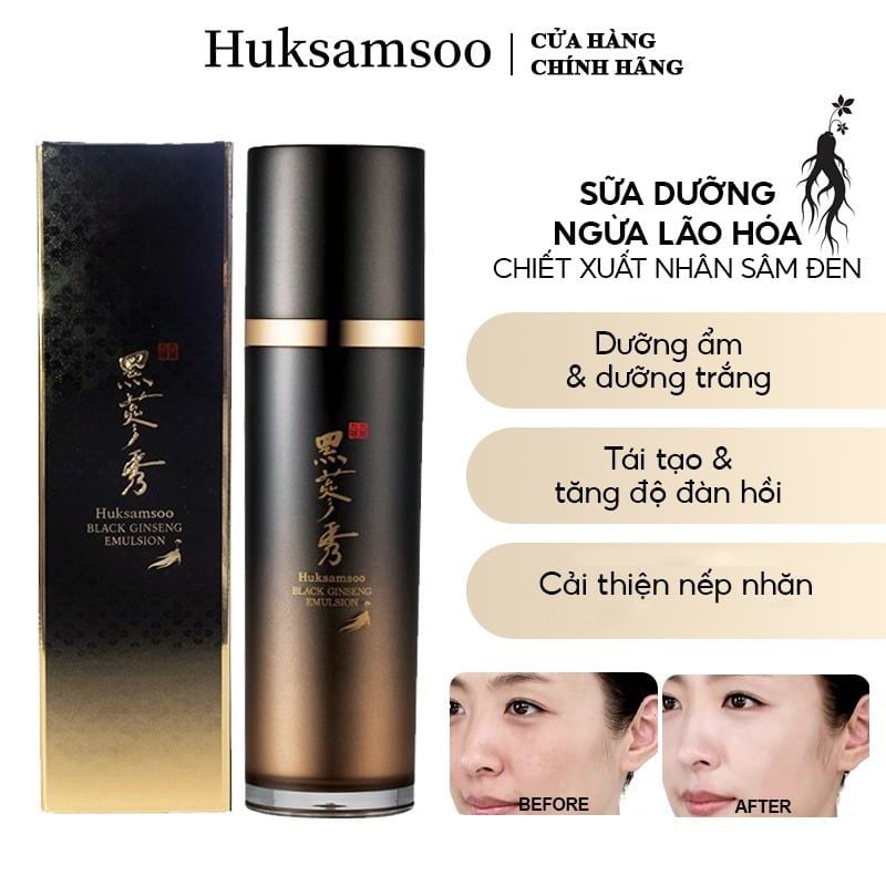 Sữa Dưỡng Huksamsoo Ngừa Lão Hóa Chiết Xuất Nhân Sâm Đen Black Ginseng Emulsion 120ml