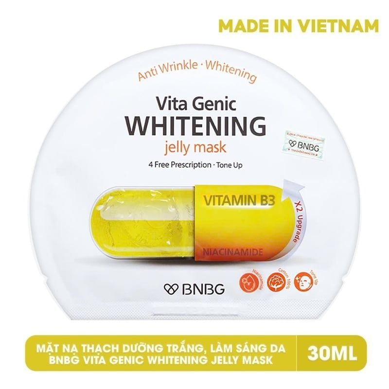 Mặt Nạ Miếng BNBG Dưỡng Ẩm, Hỗ Trợ Dưỡng Trắng, Cải Thiện Làn Da Hàn Quốc (Vitamin A, B, B3, E)