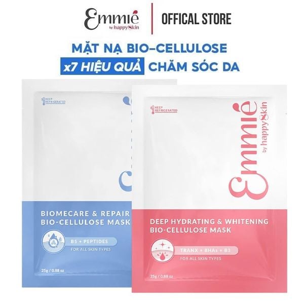 Mặt Nạ Dưỡng Cấp Ẩm, Hỗ Trợ Phục Hồi, Làm Sáng Da Emmié By HappySkin Bio Cellulose Mask 23g