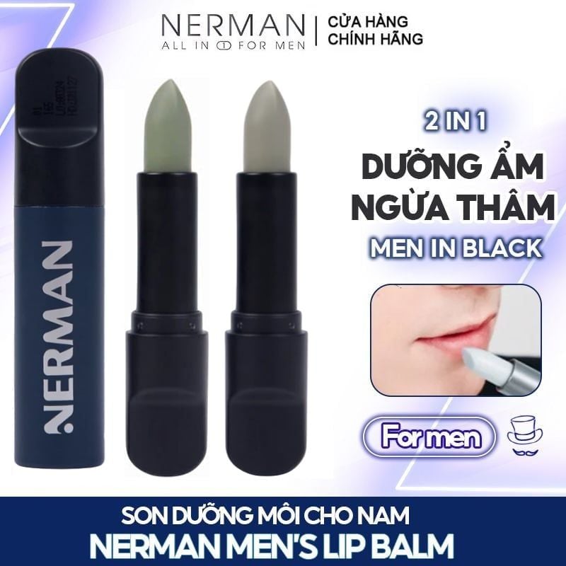 Son Dưỡng Môi Nerman Dành Cho Nam Giới Giúp Dưỡng Ẩm Và Ngừa Thâm Men's Lip Balm 4g
