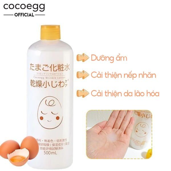 Nước Hoa Hồng Cocoegg Ngăn Ngừa Lão Hóa Từ Màng Vỏ Trứng Wrinkle Lotion 500ml