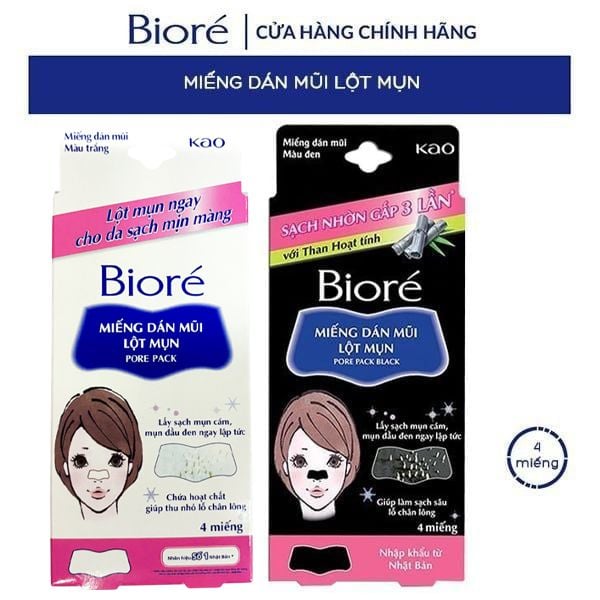  [Hộp 4 Miếng] Miếng Dán Mũi Lột Mụn Bioré Pore Pack Black 