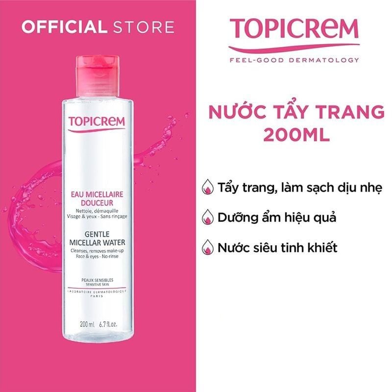 Nước Tẩy Trang Topicrem Dành Cho Da Khô & Nhạy Cảm Hydra+ Gentle Micellar Water