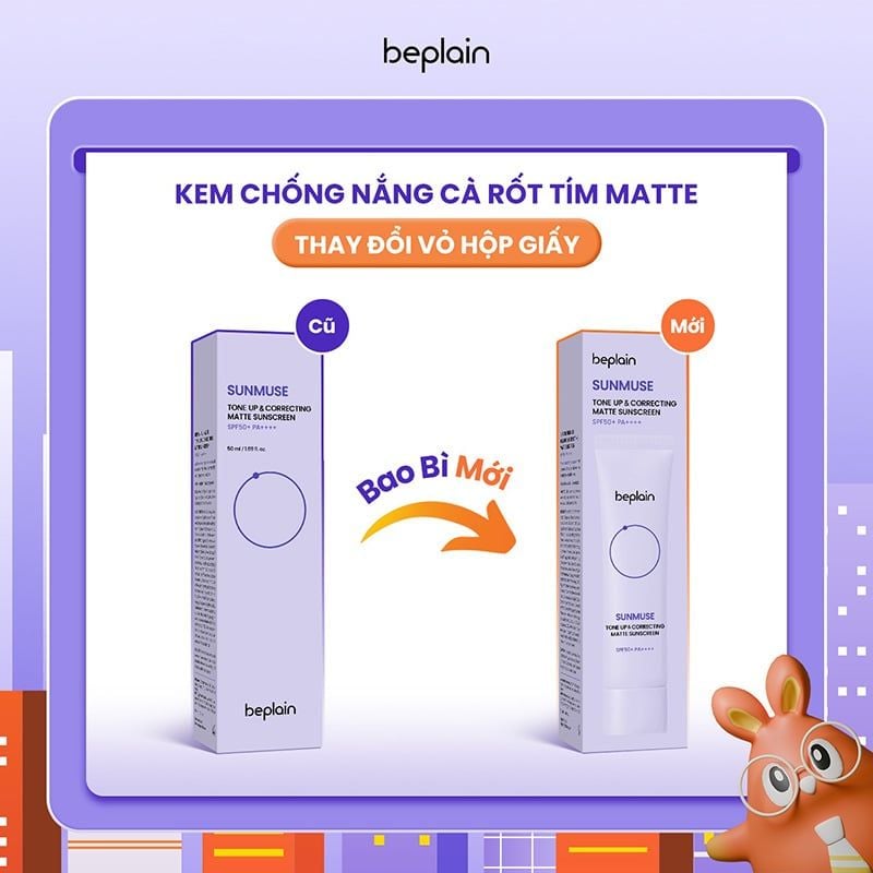 Kem Chống Nắng Thuần Chay Beplain Nâng Tone, Kiềm Dầu, Dưỡng Ẩm Sunmuse Sunscreen SPF50+/PA+++ 50ml