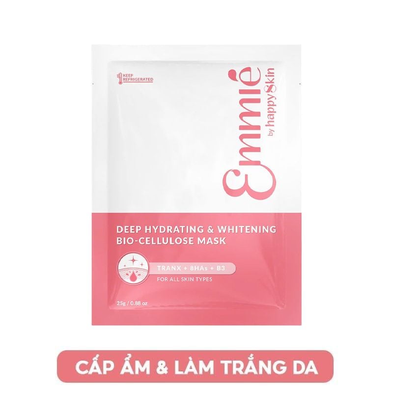 Mặt Nạ Dưỡng Emmié By HappySkin Cấp Ẩm, Hỗ Trợ Phục Hồi, Làm Sáng Da Bio Cellulose Mask