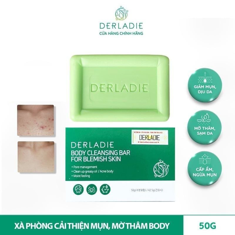 Xà Phòng Derladie Hỗ Trợ Giảm Mụn Cơ Thể Body Cleansing Bar For Blemish Skin 50g