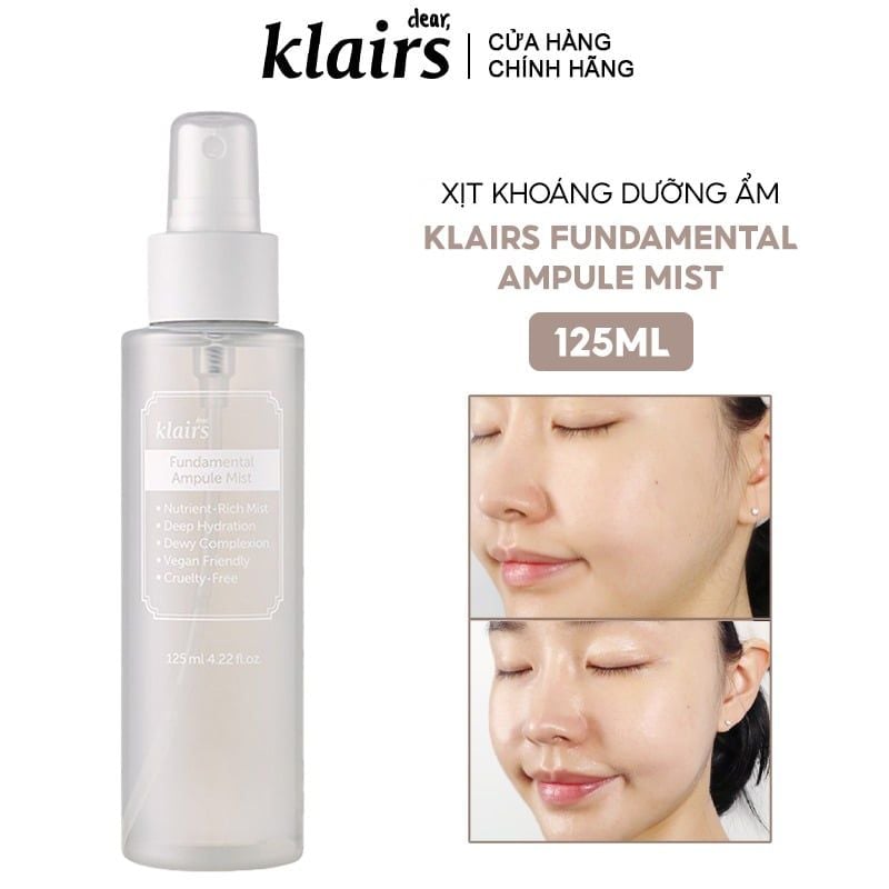 Xịt Khoáng Klairs Dưỡng Ẩm, Làm Dịu Da Fundamental Ampule Mist 125ml