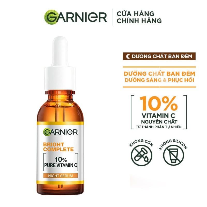 Serum Garnier Hỗ Trợ Sáng Da, Mờ Thâm Ban Đêm Skin Naturals Bright Complete Overnight Booster Serum 30ml