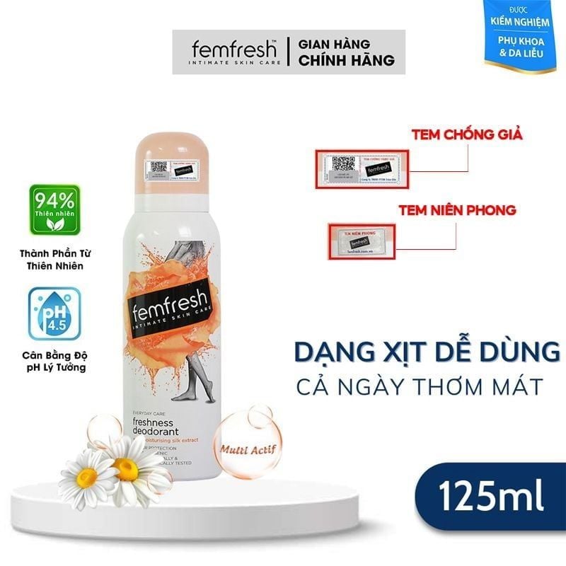 Xịt Thơm Vùng Kín Femfresh Freshness Deodorant Spray 125ml