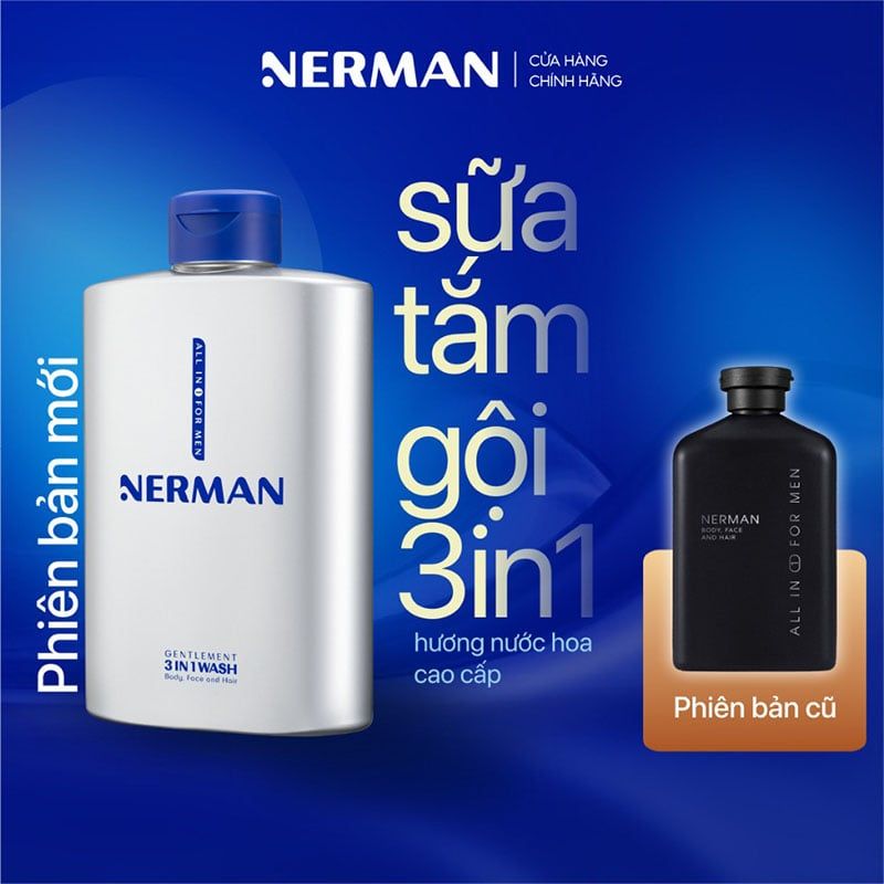 thay đổi bao bì Gel Tắm Gội Rửa Mặt 3in1 Hương Nước Hoa Cao Cấp Nerman